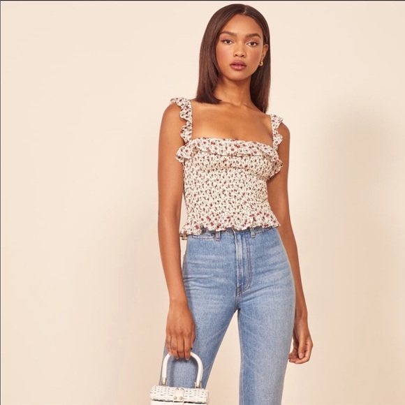 Reformation Other - Reformation floral smocked top